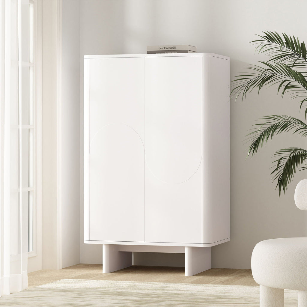 Accent Cabinet with Soft Close Doors and Adjustable Shelves - White, Light Brown, or Green