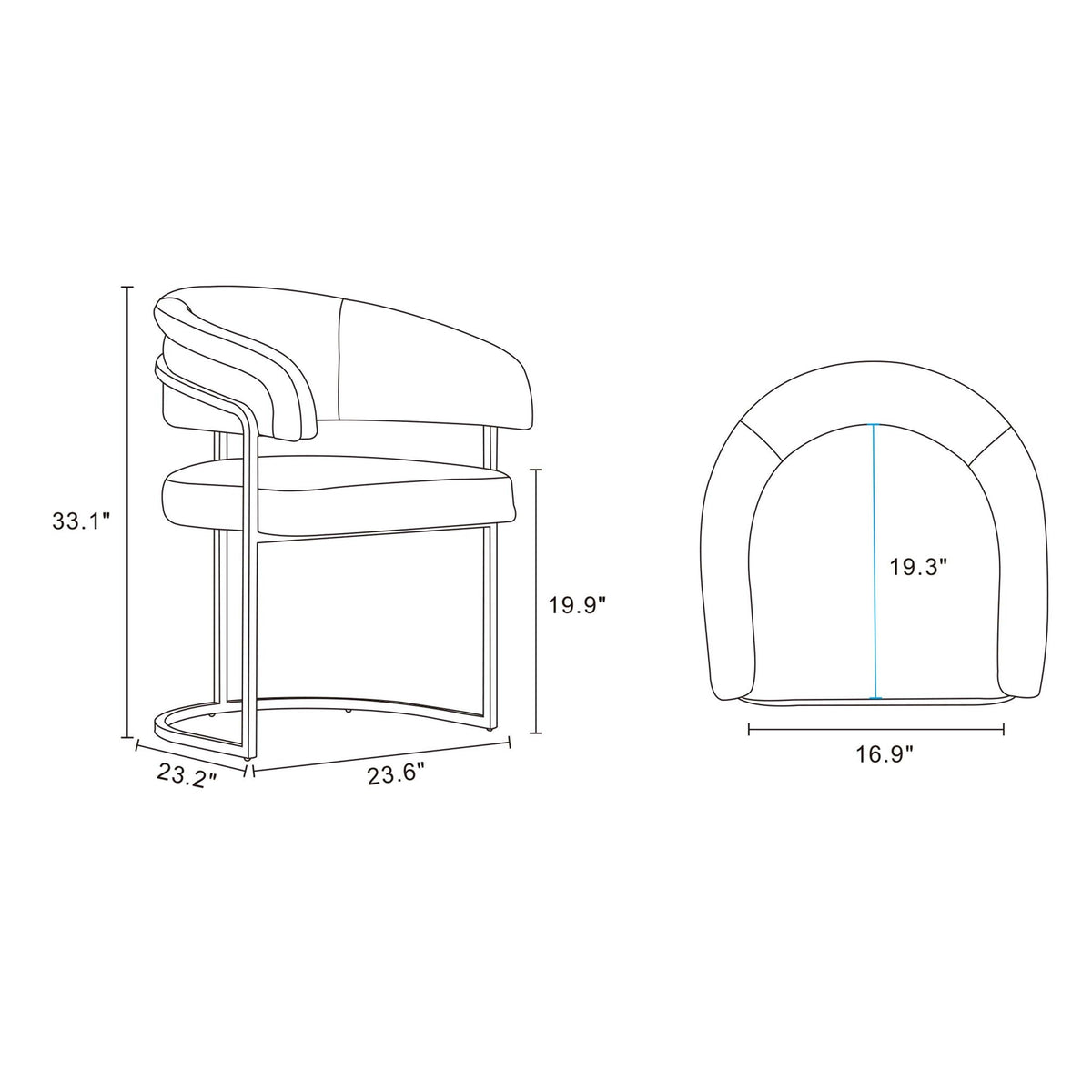 Geometric Base Dining Chair with Vegan Upholstery – White or Gray