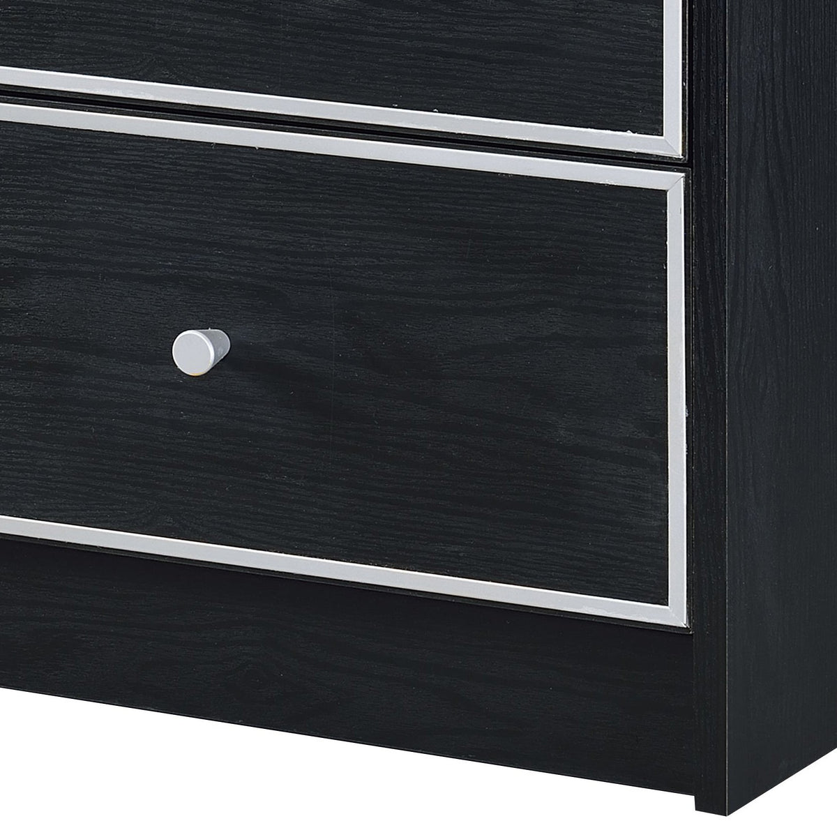 Modern Black Nightstand Table with Two Drawers - Black