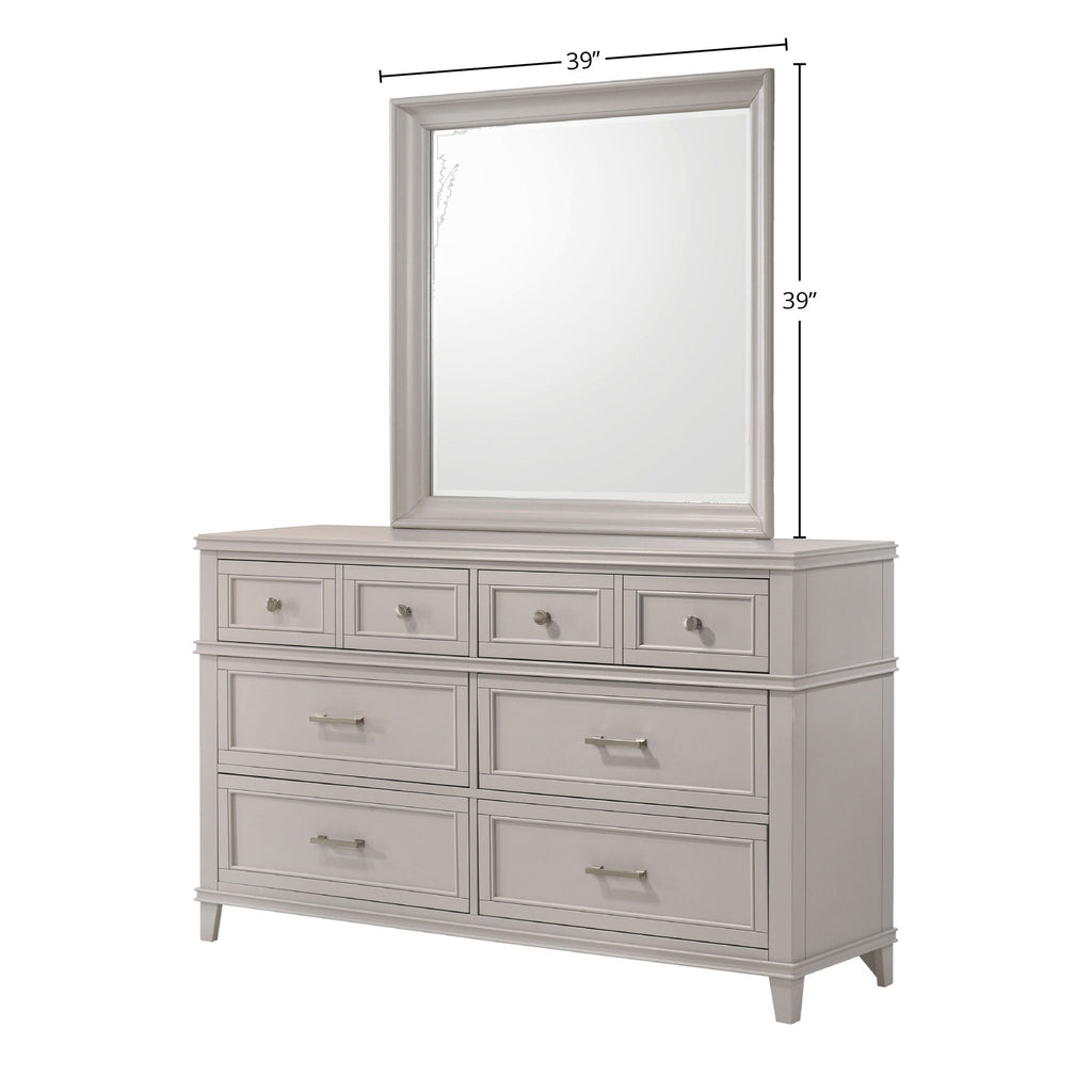 Square Mirror with Beveled Glass - White or Gray
