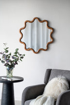 Wooden Accent Mirror With Unique Frame - Brown