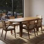 7-Piece Dining Table Set, 71" Oval Rubber Wood
