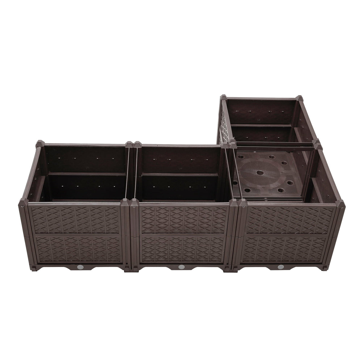 Rectangular Plastic Planting Box Kit with Water Barrier - Coffee