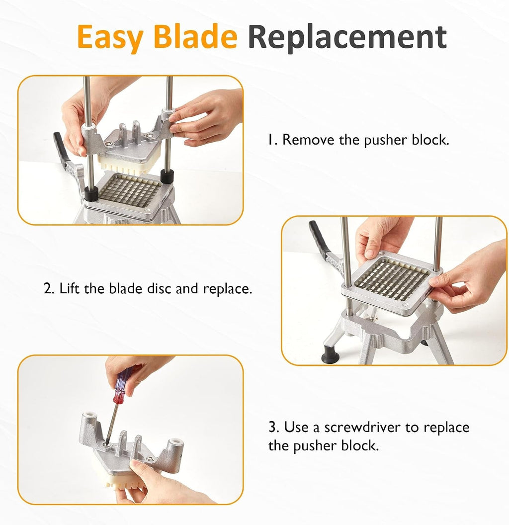 Commercial French Fry Cutter with Replaceable Blades - Aluminum