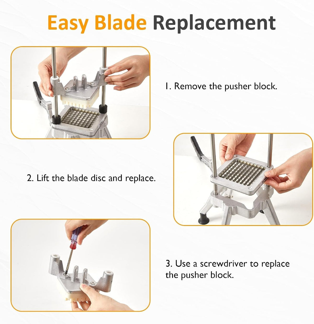 Commercial French Fry Cutter with Replaceable Blades - Aluminum