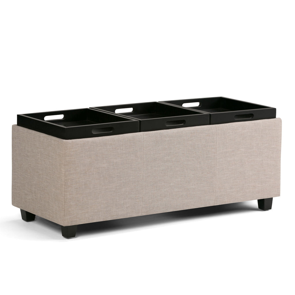 Avalon Upholstered Storage Ottoman with Flip-Over Serving Trays - Multiple Colors