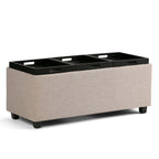 Avalon Upholstered Storage Ottoman with Flip-Over Serving Trays - Multiple Colors