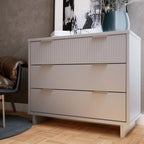 Solid Wood 3 Drawer Dresser with Ribbed Fronts - Multiple Colors