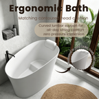 51" Solid Surface Oval Freestanding Bathtub with Heat Retention - White