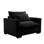 Black Corduroy Deep Seat Single Sofa Accent Chair