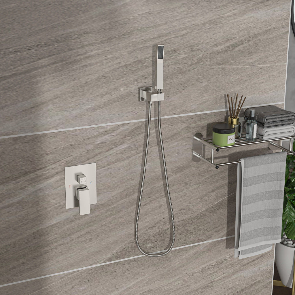 Dual Shower Head 16" Ceiling Mount Shower System with Pressure-Balanced Valve - Gray