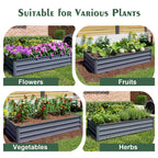 Large Galvanized Steel Garden Bed with Open-Bottom Drainage - Dark Gray