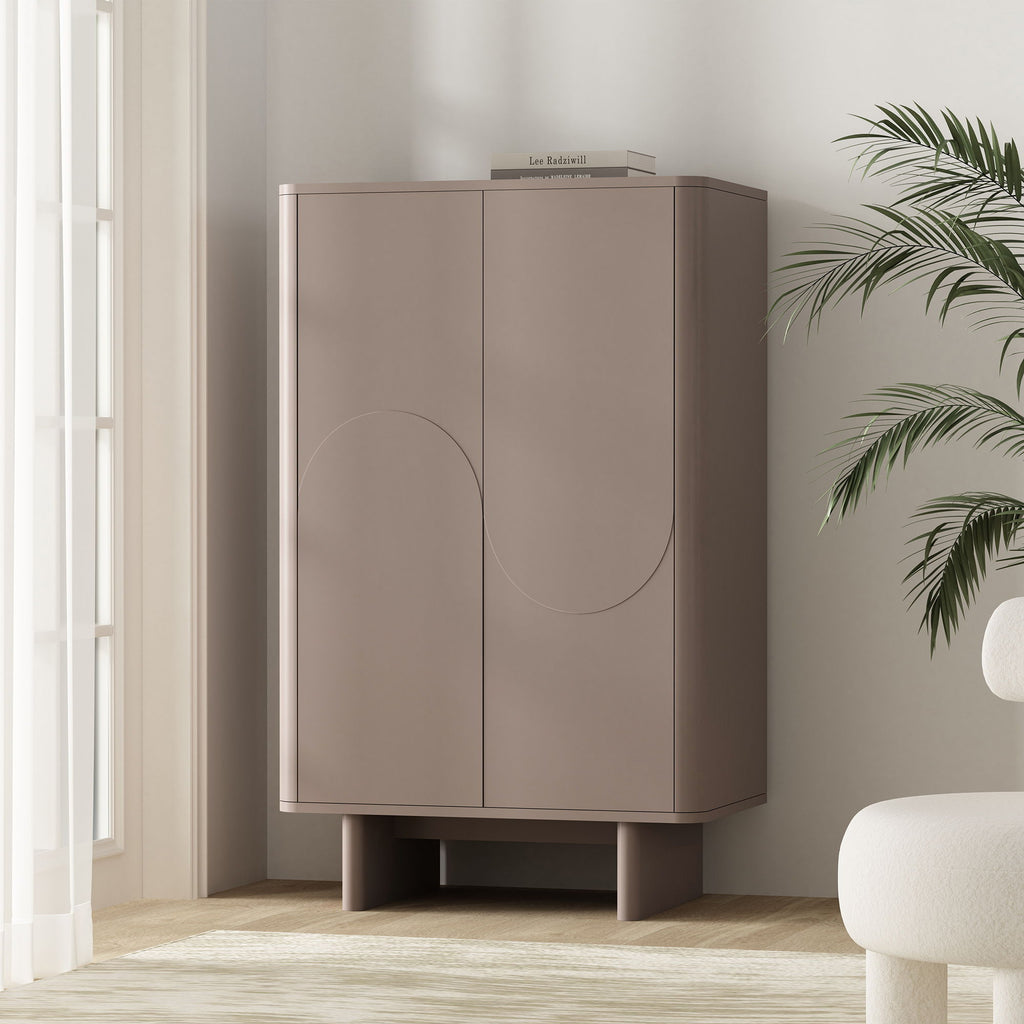Accent Cabinet with Soft Close Doors and Adjustable Shelves - White, Light Brown, or Green