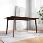 Mid-Century Modern Solid Wood Dining Table with Beveled Edges - Dark Brown or White