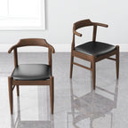 Mid-Century Modern Dining Chair Set of 2 with Solid Wood Frame - Dark Gray or Black