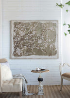 Large Cherry Blossom Canvas Art Print with Gray / White Matte Finish