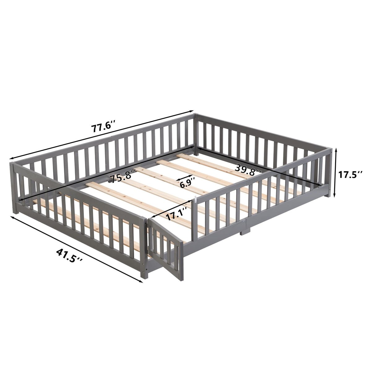 Solid Floor Bed with Door and Safety Fence - Full or Twin Size