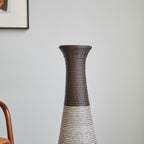 Tall Artificial Rattan Floor Vase with Two-Tone Finish - Black / Gray