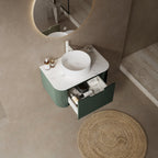 DINA 30" Floating Bathroom Vanity with Ceramic Sink - Dark Green & White