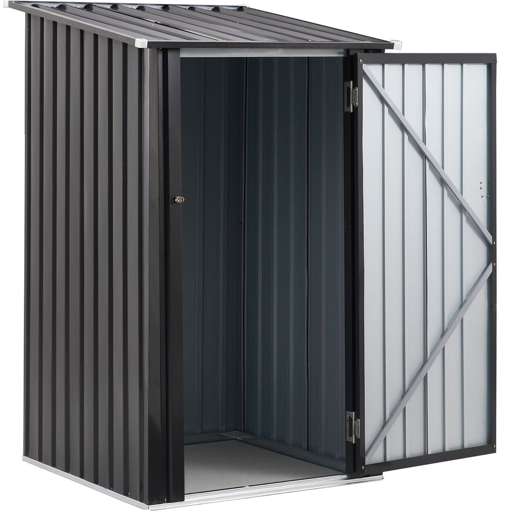 Outdoor Steel Storage Shed with Lockable Door - Black