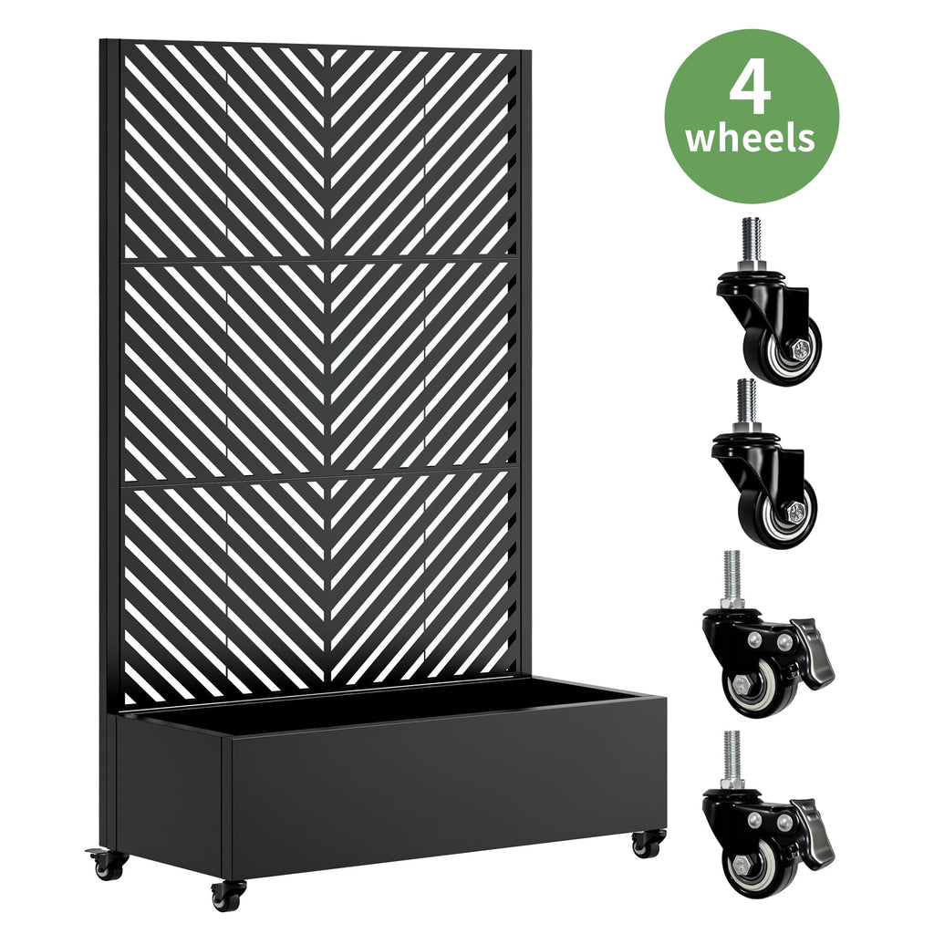 Metal Planter Box with Trellis - Black