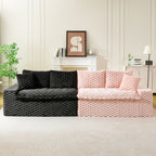 Multifunctional 4-Seater Stationary Sofa with Adjustable Layout - Pink & Black