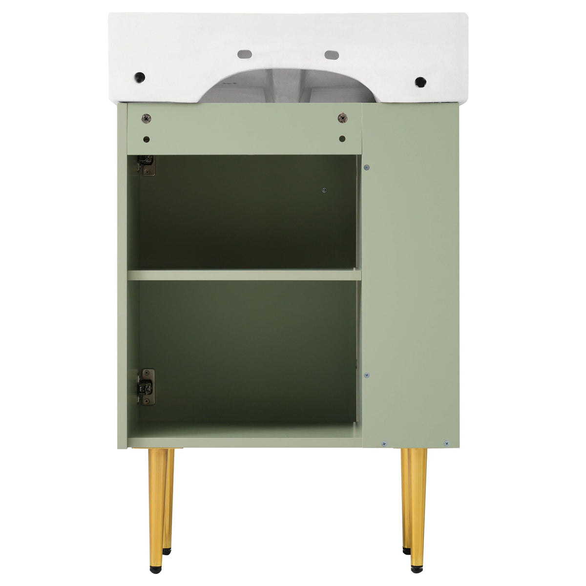 Bathroom Vanity with Single Ceramic Sink and Side Storage - Multiple Colors