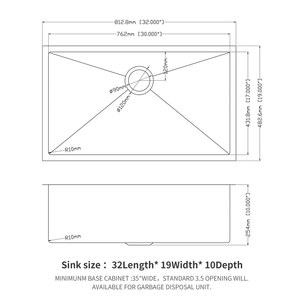 Modern Undermount Stainless Steel Kitchen Sink 16 Gauge, Deep Single Bowl - Gray