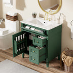 Bathroom Vanity with Ceramic Top Sink and Storage Drawers - Multiple Colors