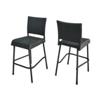 29" Outdoors PE Rattan Armless Barstools with Woven Finish - Grey