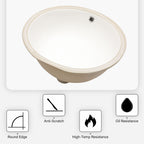 Ceramic Oval Undermount Bathroom Sink with Overflow - White