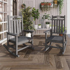 Grey Outdoor Rocking Chair Set of 2 with Oversized HDPE Frame - For Adults