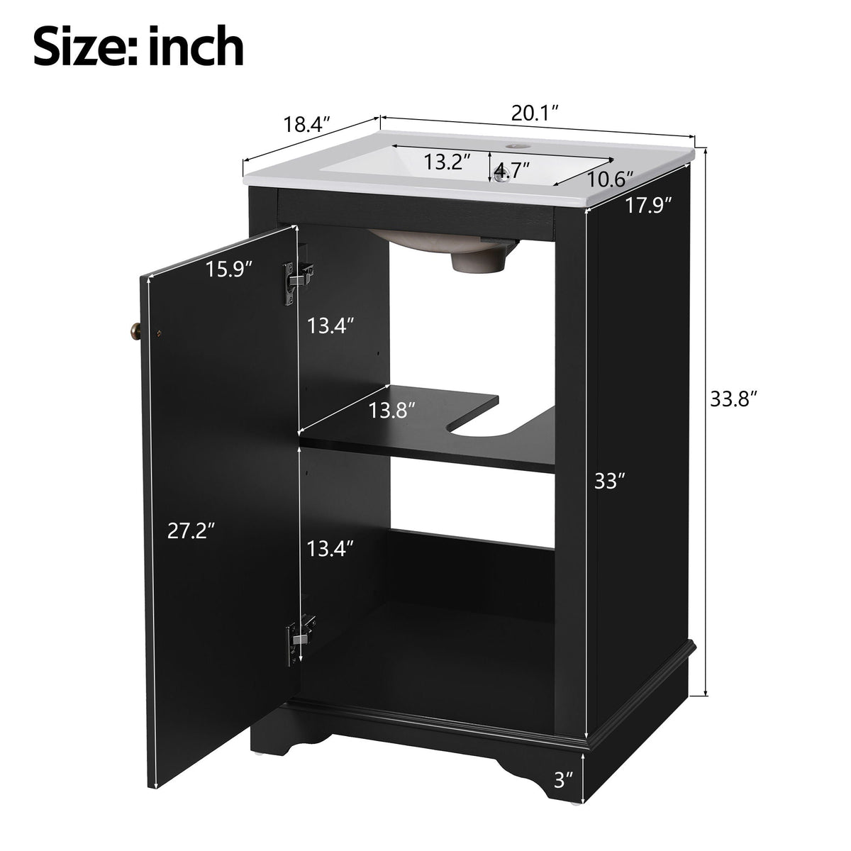 Bathroom Vanity With Sink, Freestanding Single Cabinet Set