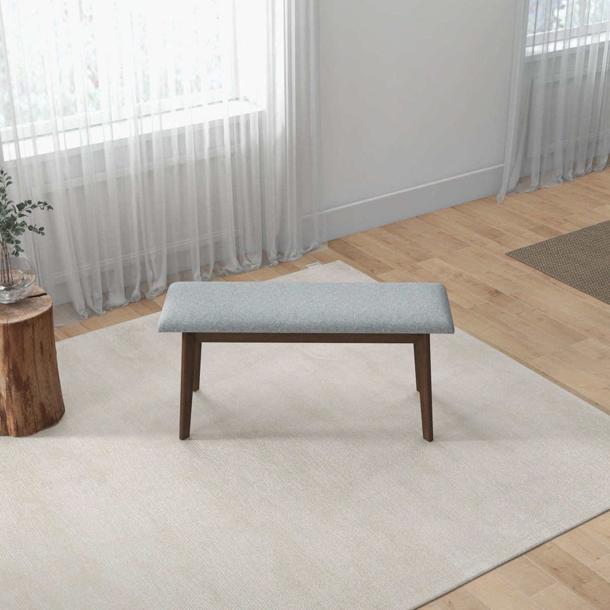 Carlos Upholstered Bench with High Density Foam Cushion - Gray