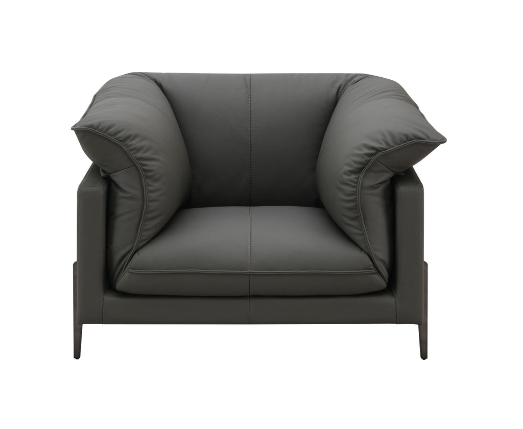 Top Grain Leather Chair with Memory Foam Cushions – Black