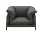 Top Grain Leather Chair with Memory Foam Cushions – Black