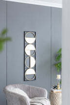 Metal Beaded Accent Mirror with Eclectic Contemporary Design - Gray