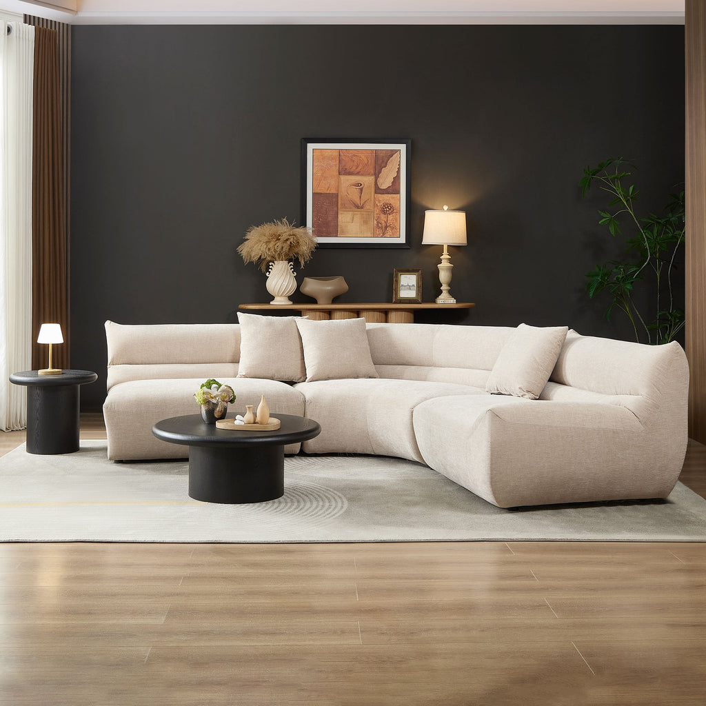 Modular Curved Sectional Sofa with Free-Form Configuration - Polyester