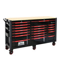 Heavy Duty Tool Cart with 19 Drawers and Locking System - Black/Red