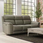 Dual Power Reclining Sofa with Adjustable Headrest - Blue, Dark Brown, Dark Gray