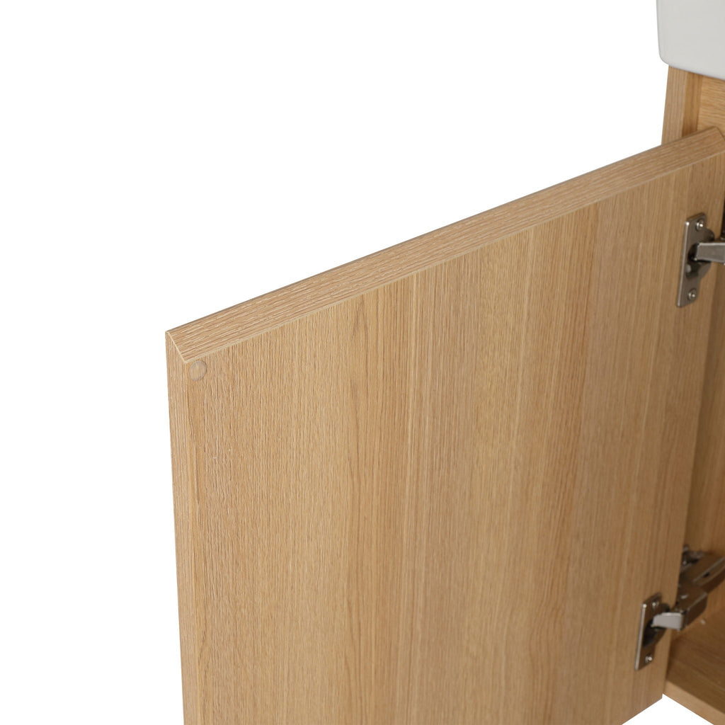 Modern Bathroom Vanity with Ceramic Basin and Storage Cabinet - Light Brown, Black, or White