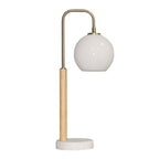 White Bedside Table Lamp with Globe Lampshade - Marble Base