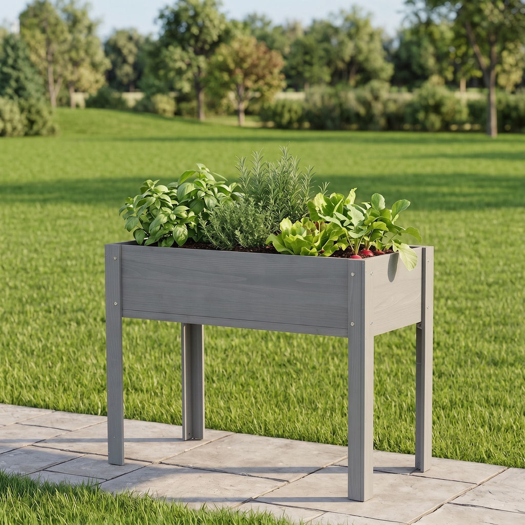 Solid Wood Raised Garden Bed with Legs - Available in Gray, Dark Gray, Dark Brown