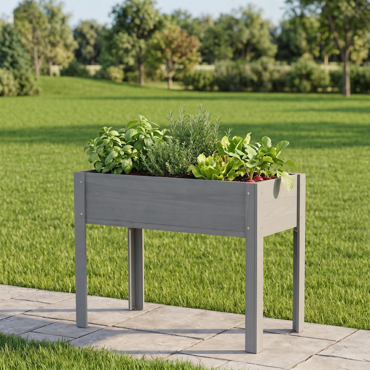 Solid Wood Raised Garden Bed with Legs - Available in Gray, Dark Gray, Dark Brown