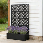 Metal Planter Raised Garden Bed with Trellis - Iron