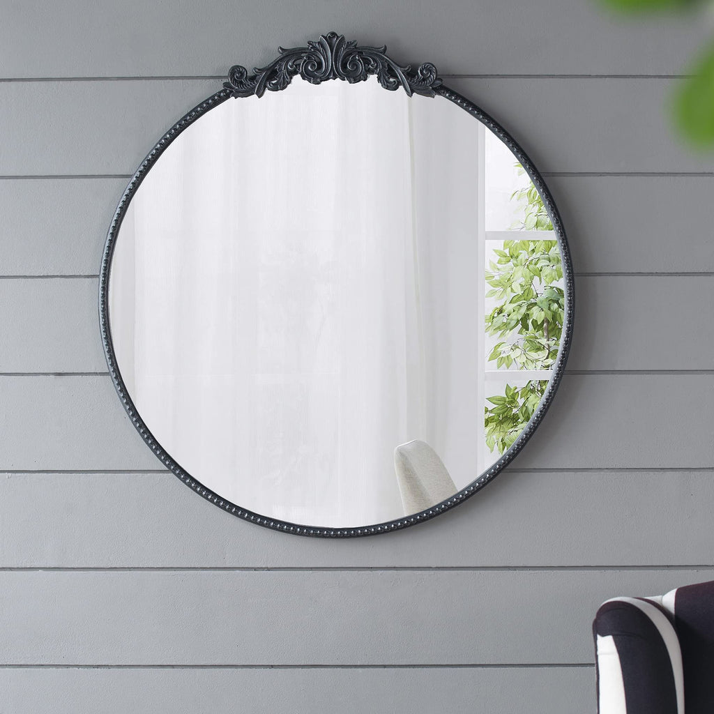 Classic Design Wall Mirror with Baroque-Inspired Frame – Gold or Black