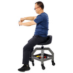 Pneumatic 360 Degree Swivel Creeper Stool with Adjustable Height - Red, Yellow, Green, Dark Gray