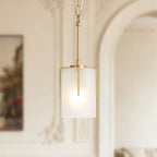 Adjustable Cylindrical Pendant Light with Frosted Glass Shade - Black or Gold
