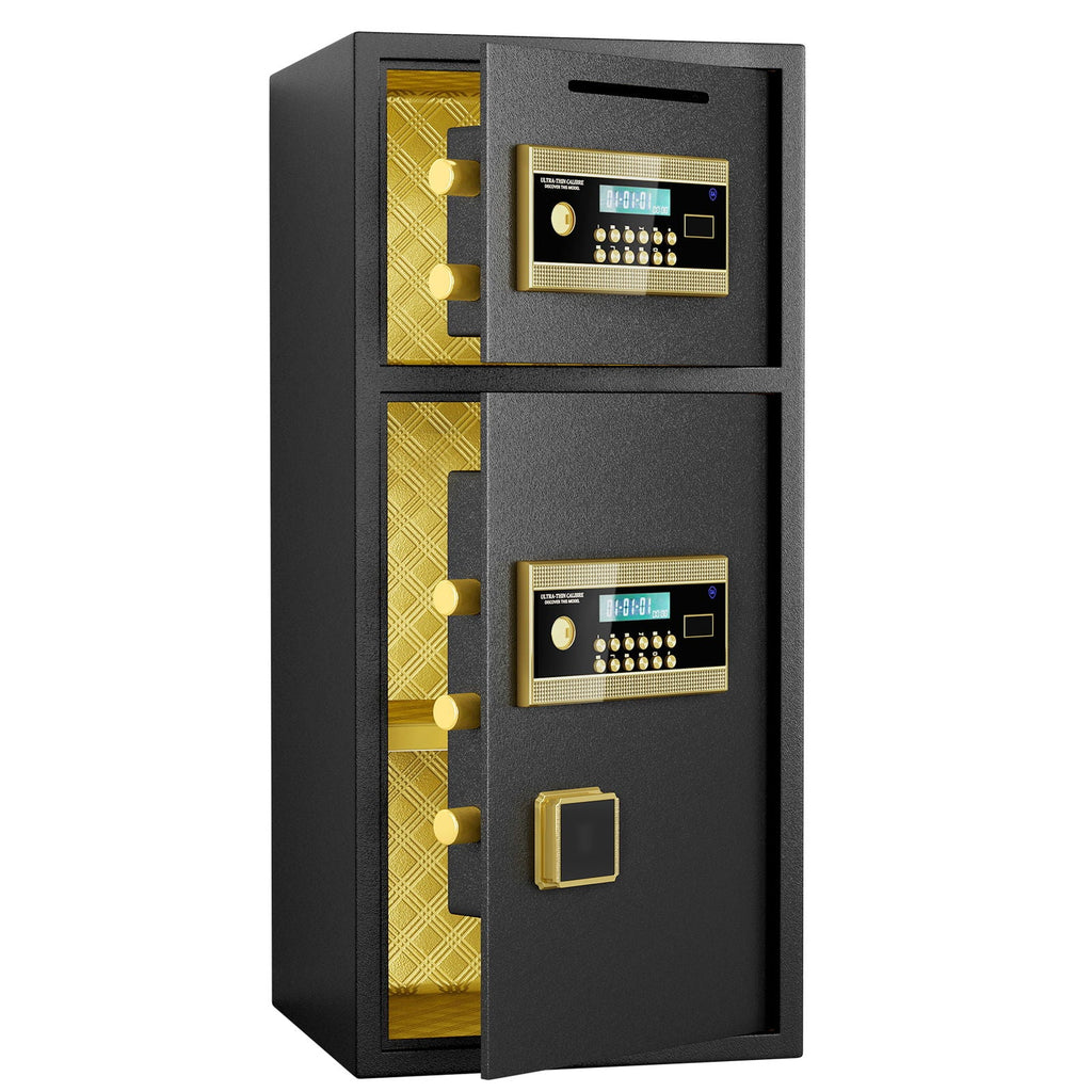 Large Double Door Digital Security Safe with Fireproof and Waterproof Bag - Black