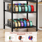 3D Printer Stand with Filament Storage and Power Panel - Black